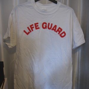 Kiefer White & Red Life Guard Unisex Short Sleeve T Shirt 100% Cotton Sz S NWNT